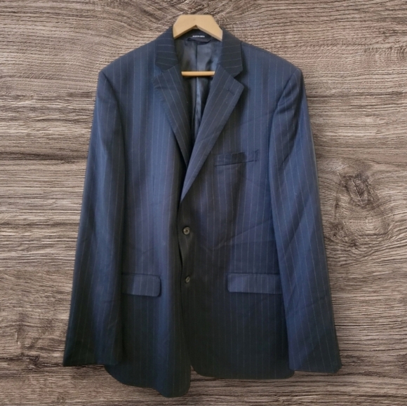 Ralph Lauren black label Men's blue white straps Blazer size 46L. - Picture 1 of 15